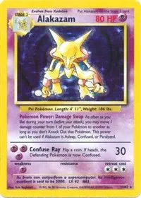 A picture of the Alakazam Pokemon card from Base Set