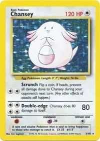 A picture of the Chansey Pokemon card from Base Set
