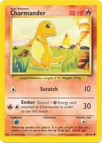 A picture of the Charmander Pokemon card from Base Set