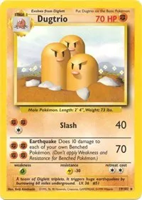 A picture of the Dugtrio Pokemon card from Base Set