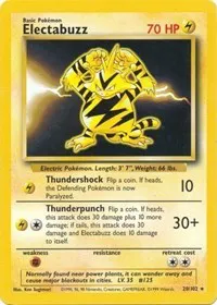 A picture of the Electabuzz Pokemon card from Base Set