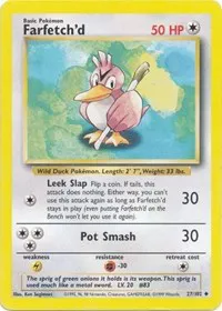 A picture of the Farfetch'd Pokemon card from Base Set