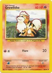 A picture of the Growlithe Pokemon card from Base Set