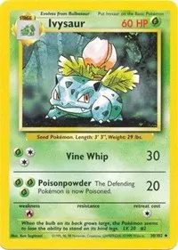 A picture of the Ivysaur Pokemon card from Base Set