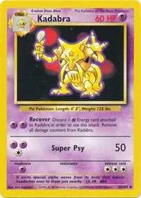 A picture of the Kadabra Pokemon card from Base Set
