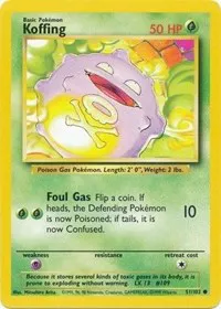 A picture of the Koffing Pokemon card from Base Set