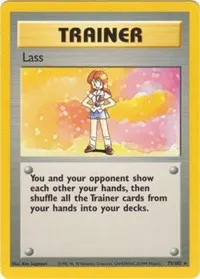 A picture of the Lass Pokemon card from Base Set