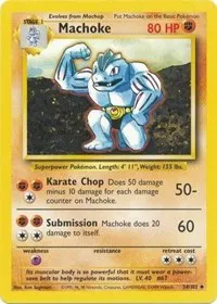 A picture of the Machoke Pokemon card from Base Set
