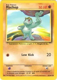 A picture of the Machop Pokemon card from Base Set