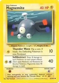 A picture of the Magnemite Pokemon card from Base Set