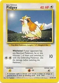 A picture of the Pidgey Pokemon card from Base Set