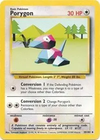 A picture of the Porygon Pokemon card from Base Set