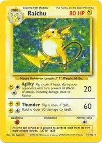 A picture of the Raichu Pokemon card from Base Set