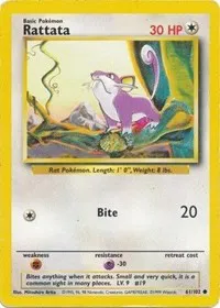 A picture of the Rattata Pokemon card from Base Set