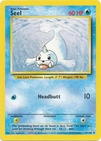 A picture of the Seel Pokemon card from Base Set