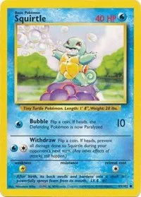 A picture of the Squirtle Pokemon card from Base Set