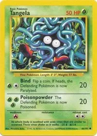 A picture of the Tangela Pokemon card from Base Set