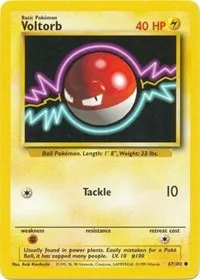A picture of the Voltorb Pokemon card from Base Set