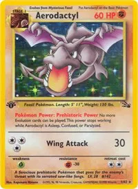 A picture of the Aerodactyl Pokemon card from Fossil