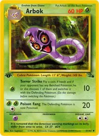 A picture of the Arbok Pokemon card from Fossil