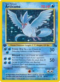 A picture of the Articuno Pokemon card from Fossil