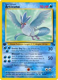 A picture of the Articuno Pokemon card from Fossil