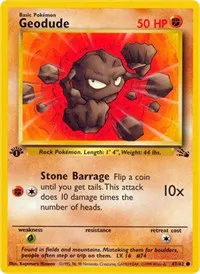 A picture of the Geodude Pokemon card from Fossil