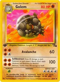 A picture of the Golem Pokemon card from Fossil