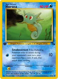 A picture of the Horsea Pokemon card from Fossil