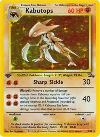 A picture of the Kabutops Pokemon card from Fossil