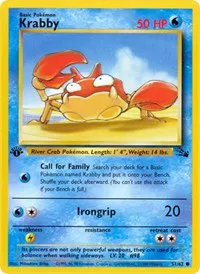 A picture of the Krabby Pokemon card from Fossil