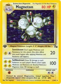A picture of the Magneton Pokemon card from Fossil