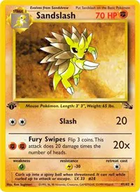 A picture of the Sandslash Pokemon card from Fossil