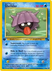 A picture of the Shellder Pokemon card from Fossil