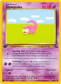 A picture of the Slowpoke Pokemon card from Fossil