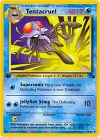 A picture of the Tentacruel Pokemon card from Fossil