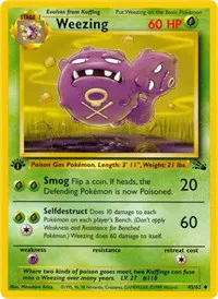A picture of the Weezing Pokemon card from Fossil