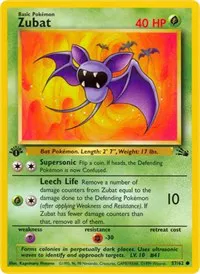 A picture of the Zubat Pokemon card from Fossil