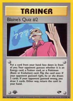 A picture of the Blaine's Quiz #2 Pokemon card from Gym Challenge