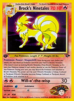 A picture of the Brock's Ninetales Pokemon card from Gym Challenge