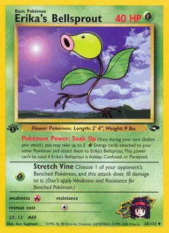 A picture of the Erika's Bellsprout Pokemon card from Gym Challenge