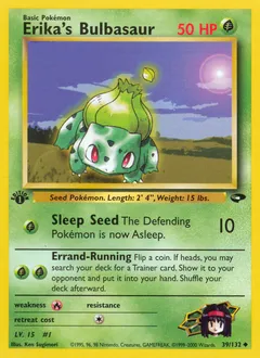 A picture of the Erika's Bulbasaur Pokemon card from Gym Challenge