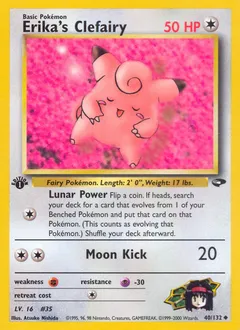 A picture of the Erika's Clefairy Pokemon card from Gym Challenge