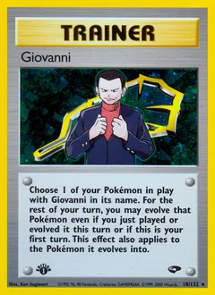 A picture of the Giovanni Pokemon card from Gym Challenge