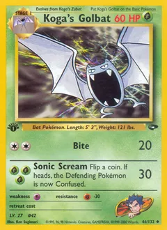 A picture of the Koga's Golbat Pokemon card from Gym Challenge