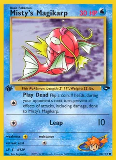 A picture of the Misty's Magikarp Pokemon card from Gym Challenge