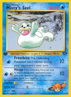 A picture of the Misty's Seel Pokemon card from Gym Challenge