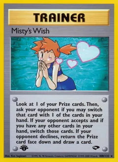 A picture of the Misty's Wish Pokemon card from Gym Challenge