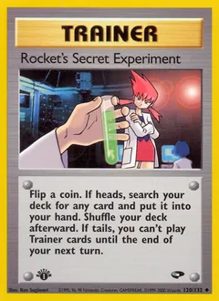 A picture of the Rocket's Secret Experiment Pokemon card from Gym Challenge