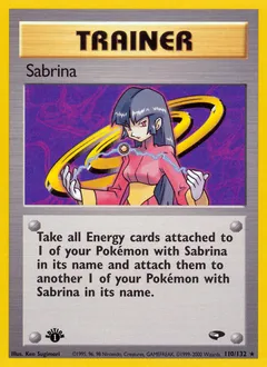 A picture of the Sabrina Pokemon card from Gym Challenge